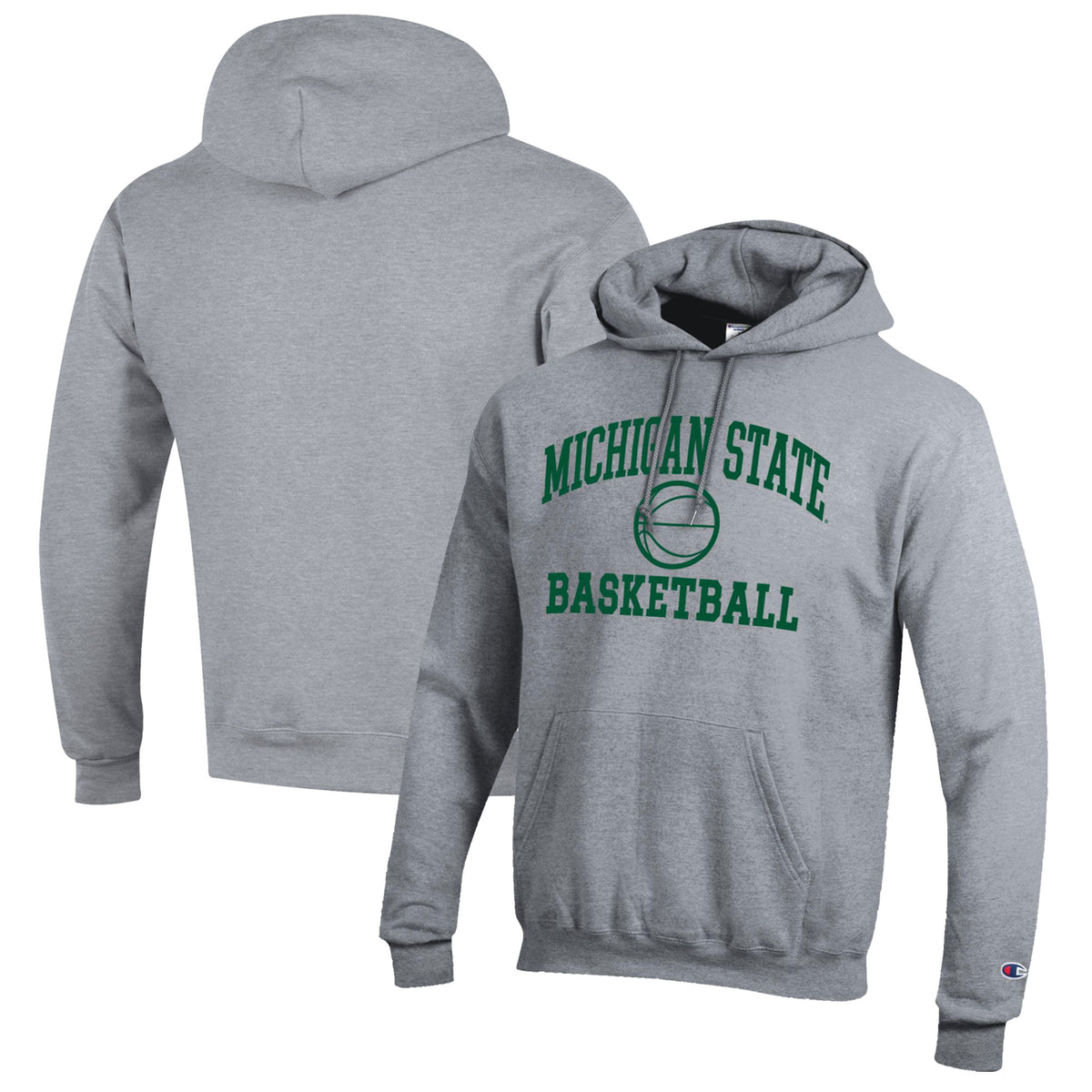 Men's Champion Heather Gray Michigan State Spartans Basketball Icon Pullover Hoodie