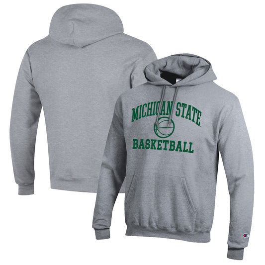 Men's Champion Heather Gray Michigan State Spartans Basketball Icon Pullover Hoodie