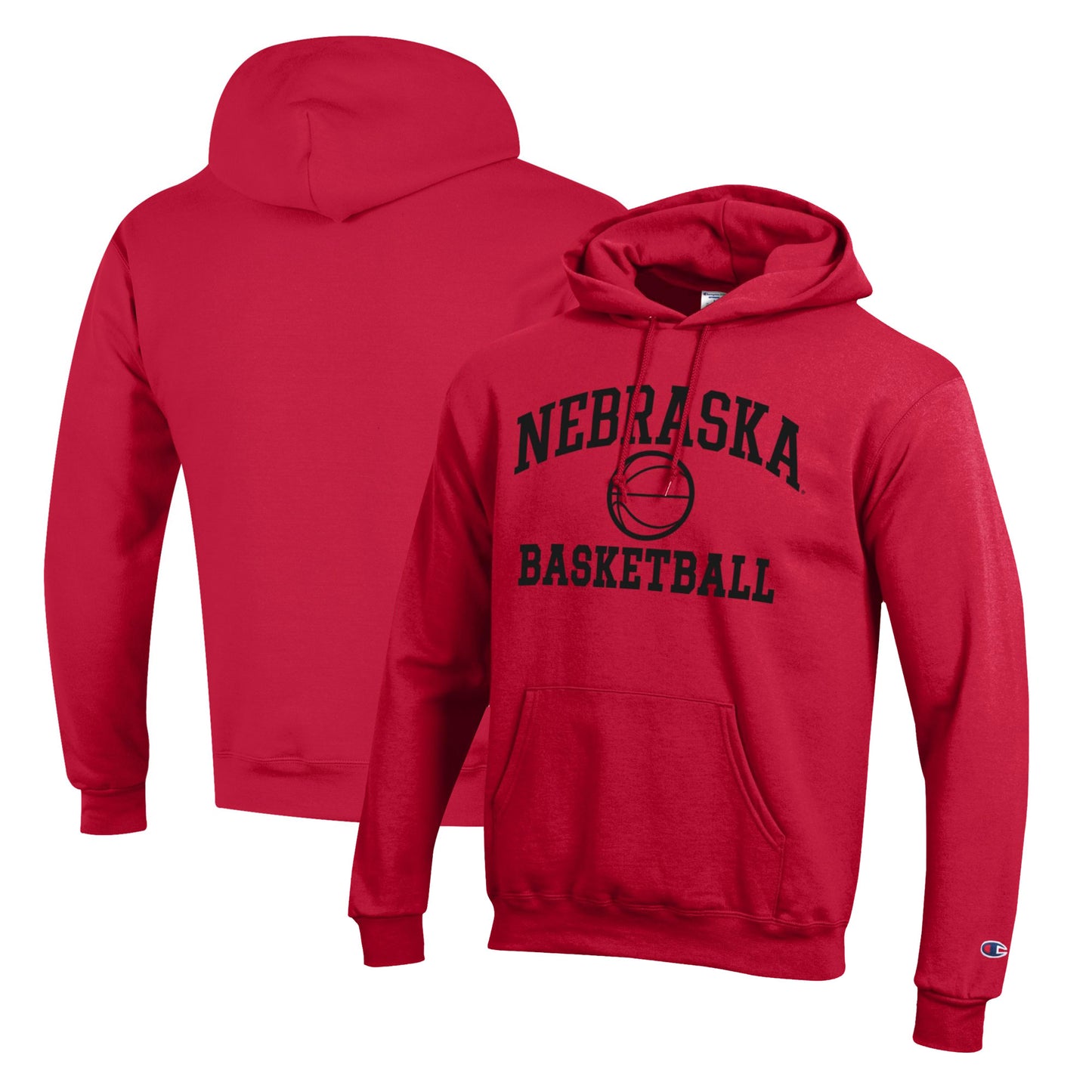 Men's Champion Scarlet Nebraska Huskers Basketball Icon Pullover Hoodie