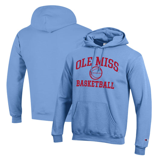 Men's Champion Powder Blue Ole Miss Rebels Basketball Icon Pullover Hoodie