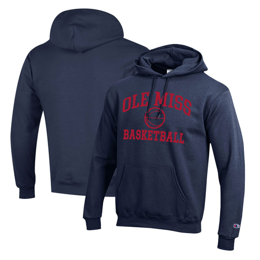 Men's Champion Navy Ole Miss Rebels Basketball Icon Pullover Hoodie