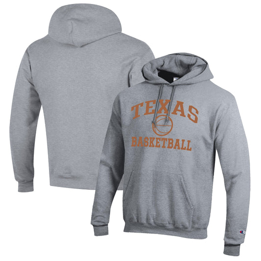 Men's Champion Heather Gray Texas Longhorns Basketball Icon Pullover Hoodie