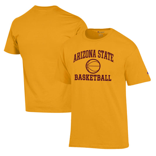 Men's Champion Gold Arizona State Sun Devils Basketball Icon T-Shirt