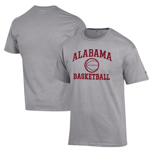 Men's Champion Heather Gray Alabama Crimson Tide Basketball Icon T-Shirt