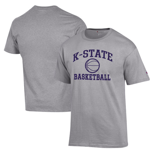 Men's Champion Heather Gray Kansas State Wildcats Basketball Icon T-Shirt