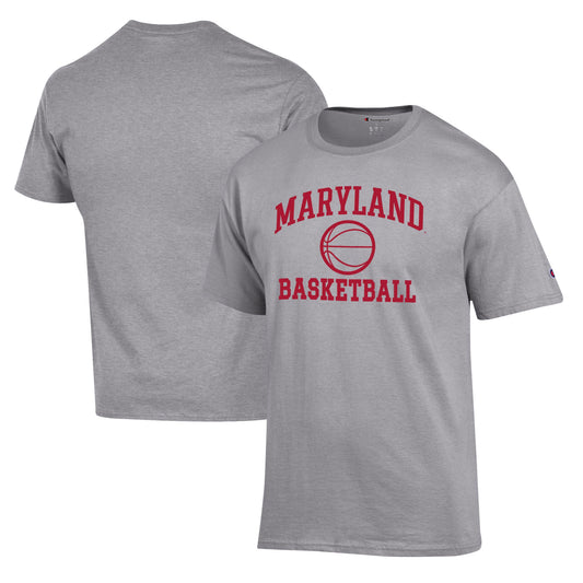 Men's Champion Heather Gray Maryland Terrapins Basketball Icon T-Shirt