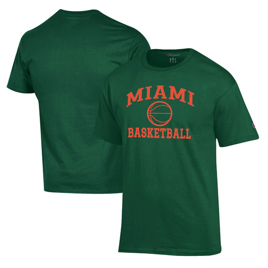 Men's Champion Green Miami Hurricanes Basketball Icon T-Shirt