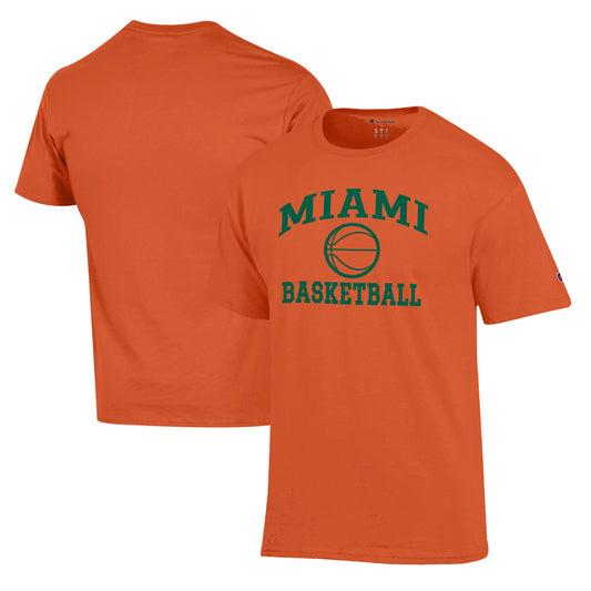 Men's Champion Orange Miami Hurricanes Basketball Icon T-Shirt