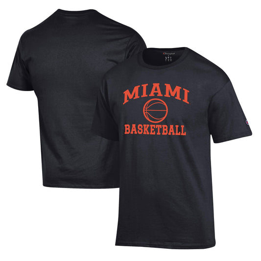 Men's Champion Black Miami Hurricanes Basketball Icon T-Shirt