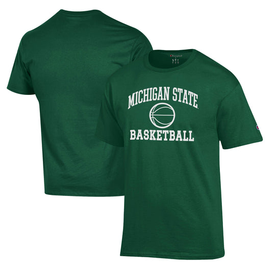 Men's Champion Green Michigan State Spartans Basketball Icon T-Shirt