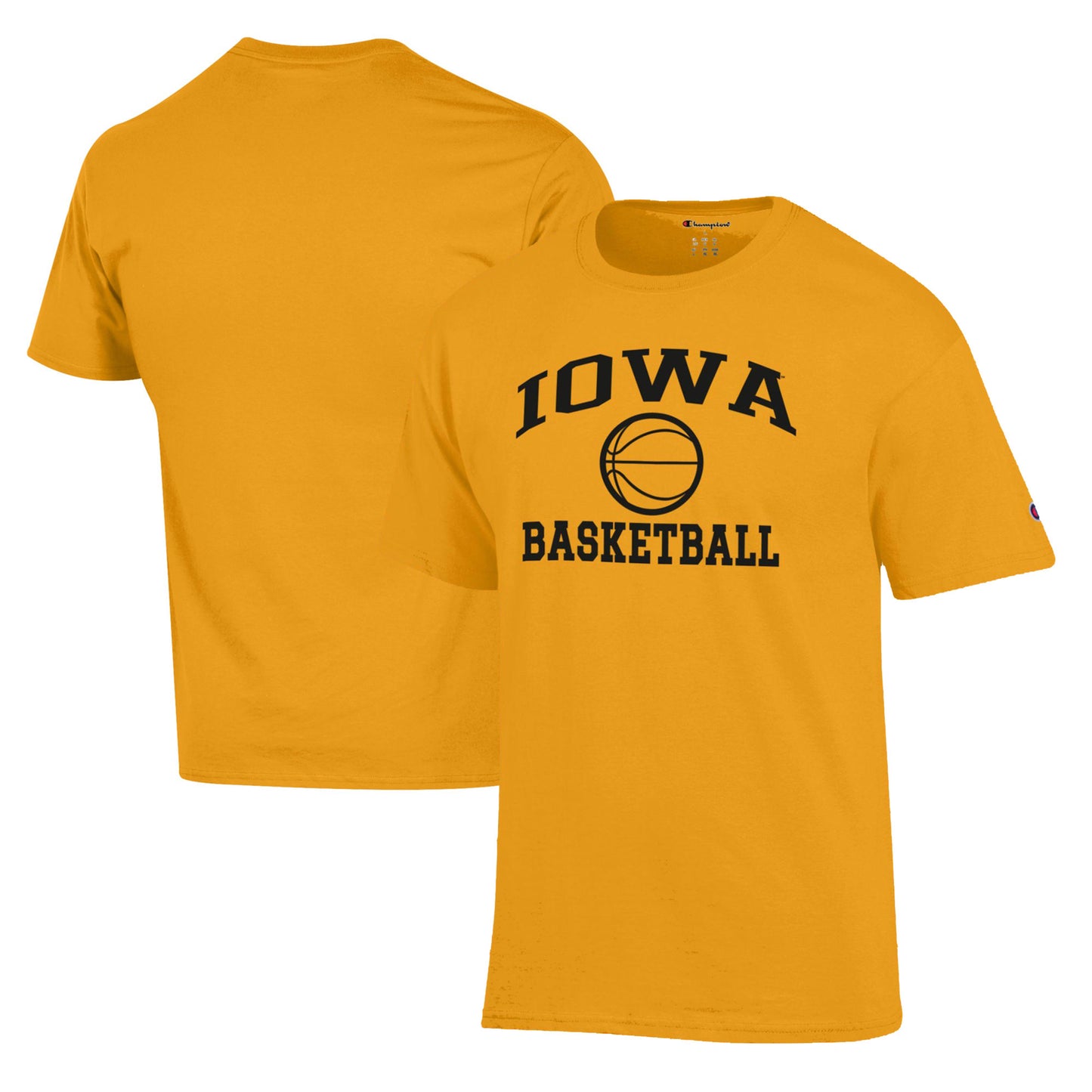 Men's Champion Gold Iowa Hawkeyes Basketball Icon T-Shirt