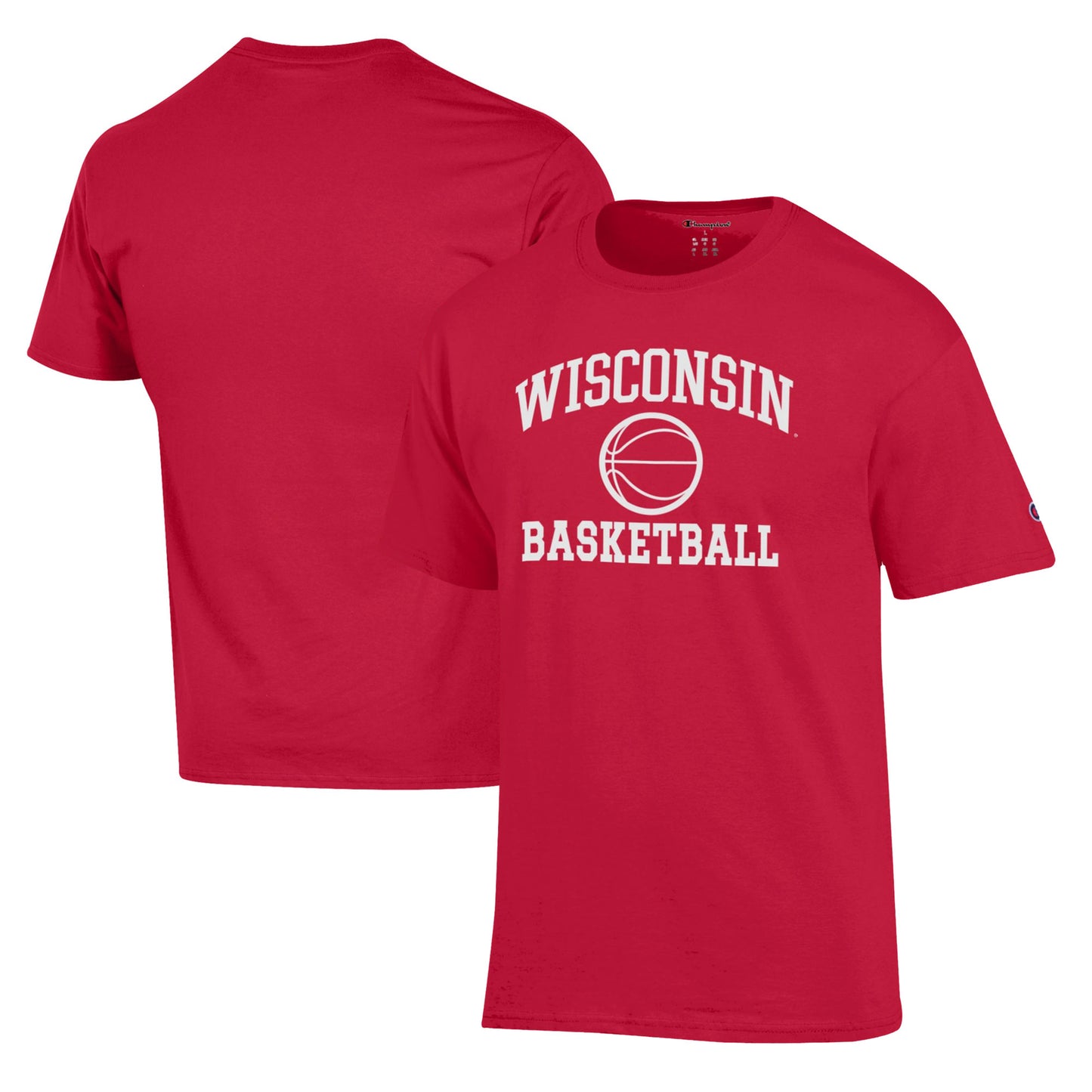 Men's Champion Red Wisconsin Badgers Basketball Icon T-Shirt