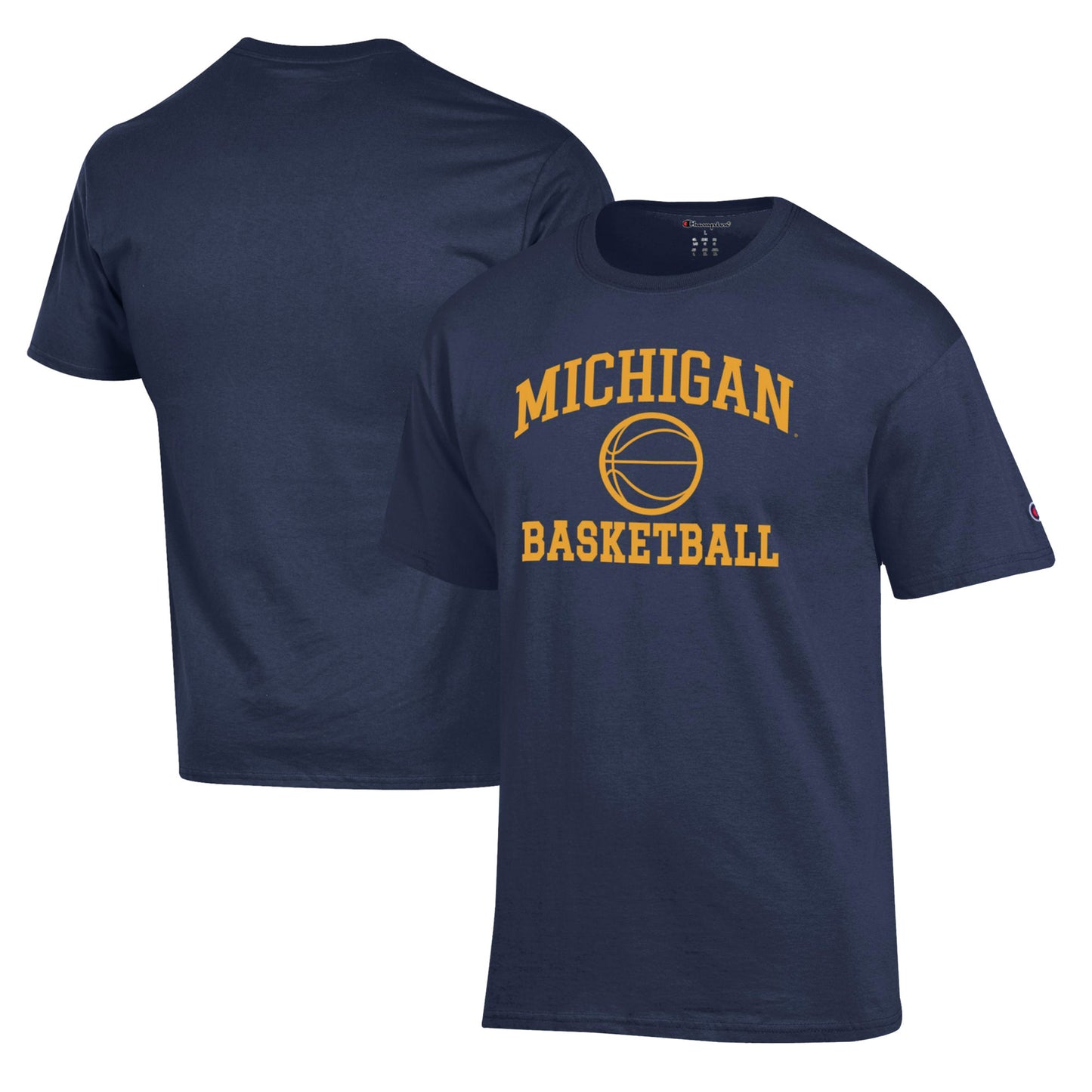 Men's Champion Navy Michigan Wolverines Basketball Icon T-Shirt