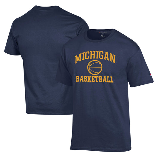 Men's Champion Navy Michigan Wolverines Basketball Icon T-Shirt