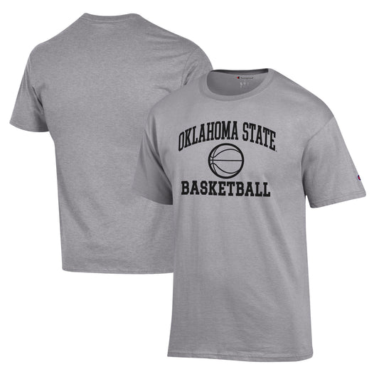 Men's Champion Heather Gray Oklahoma State Cowboys Basketball Icon T-Shirt