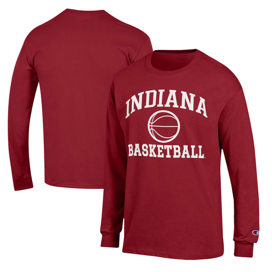 Men's Champion Crimson Indiana Hoosiers Basketball Icon Long Sleeve T-Shirt