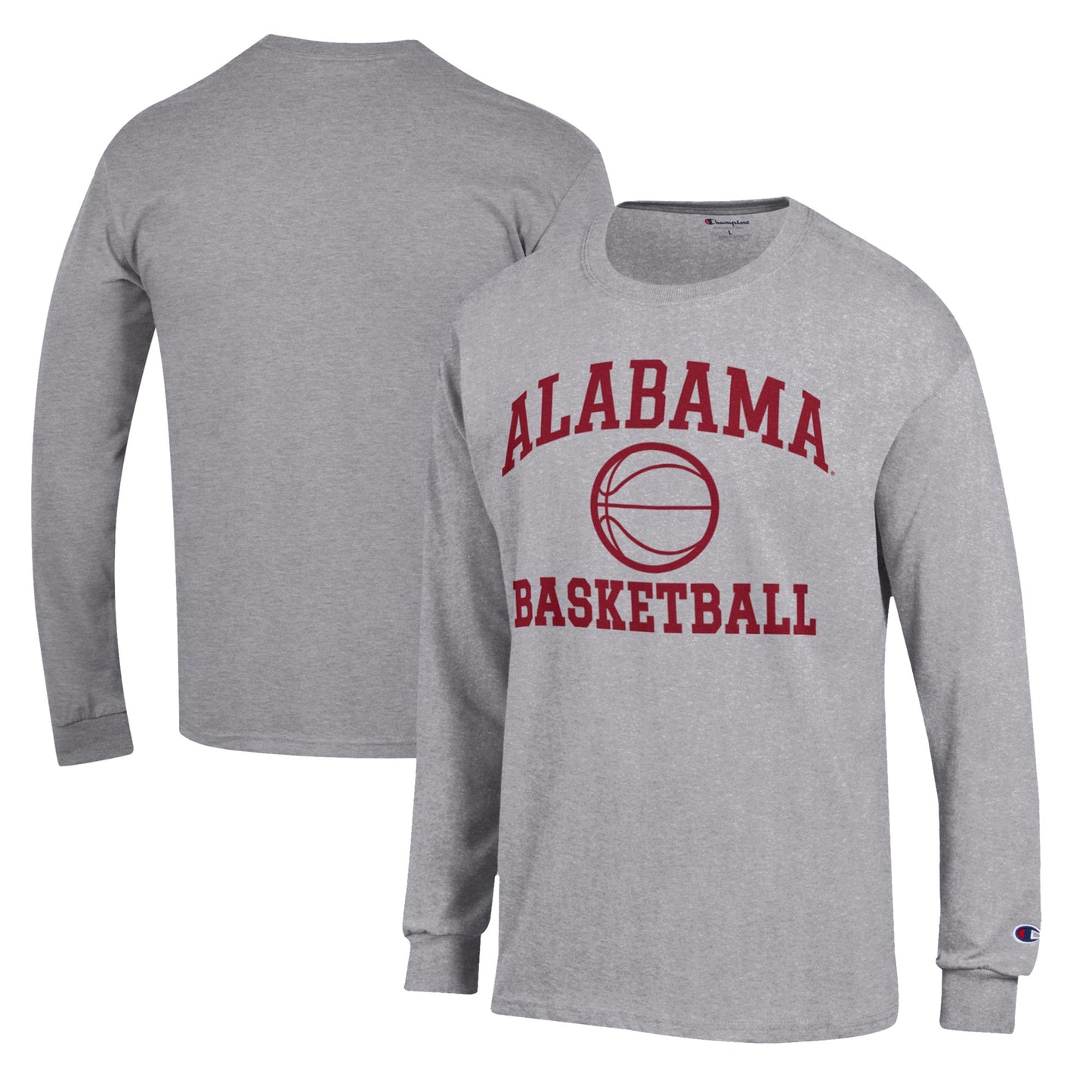 Men's Champion Heather Gray Alabama Crimson Tide Basketball Icon Long Sleeve T-Shirt