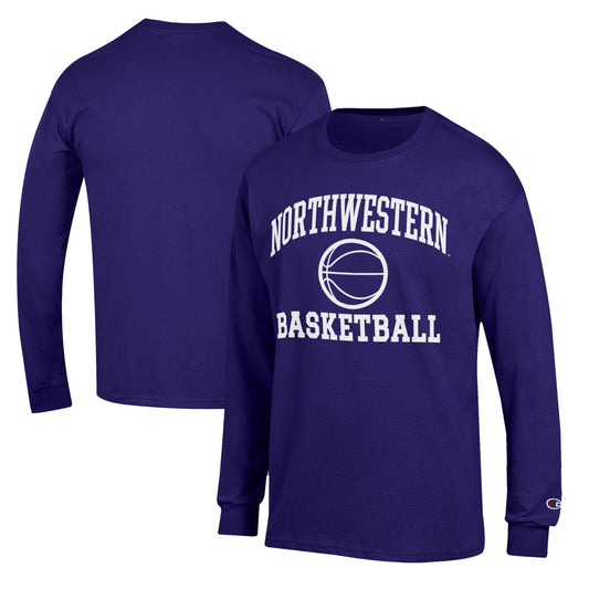 Men's Champion Purple Northwestern Wildcats Basketball Icon Long Sleeve T-Shirt