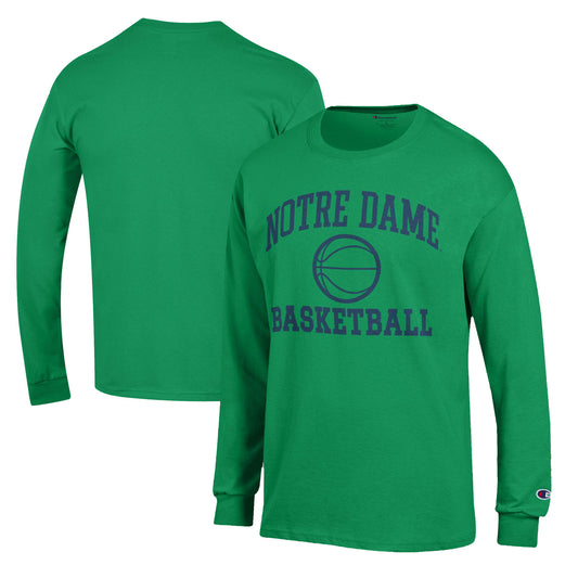 Men's Champion Green Notre Dame Fighting Irish Basketball Icon Long Sleeve T-Shirt