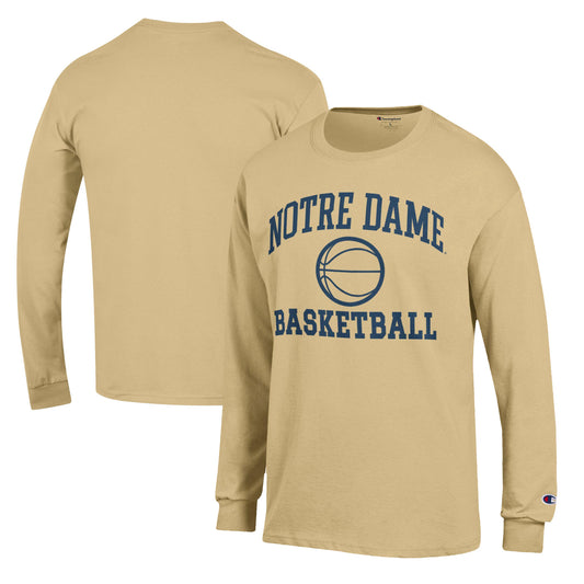 Men's Champion Gold Notre Dame Fighting Irish Basketball Icon Long Sleeve T-Shirt