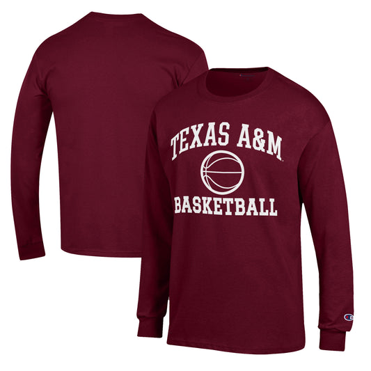 Men's Champion Maroon Texas A&M Aggies Basketball Icon Long Sleeve T-Shirt