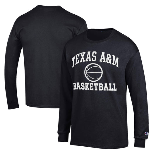 Men's Champion Black Texas A&M Aggies Basketball Icon Long Sleeve T-Shirt