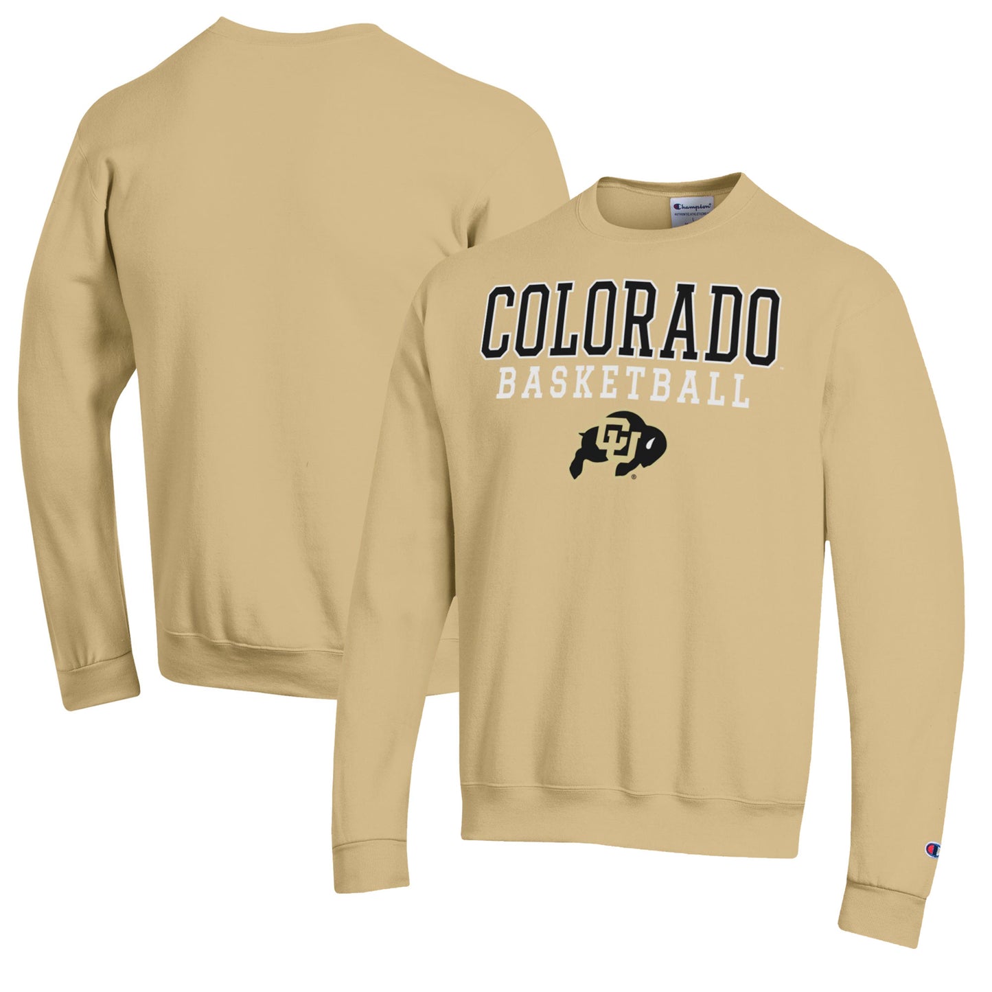 Men's Champion Gold Colorado Buffaloes Basketball Stack Pullover Crewneck Sweatshirt