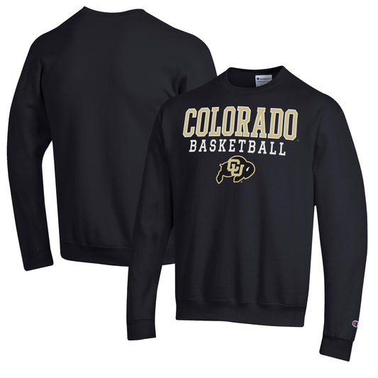 Men's Champion Black Colorado Buffaloes Basketball Stack Pullover Crewneck Sweatshirt