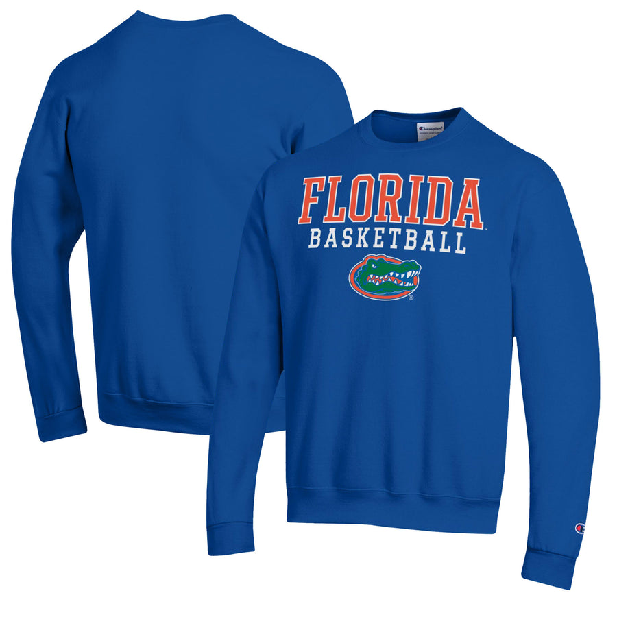 Men's Champion Royal Florida Gators Basketball Stack Pullover Crewneck Sweatshirt