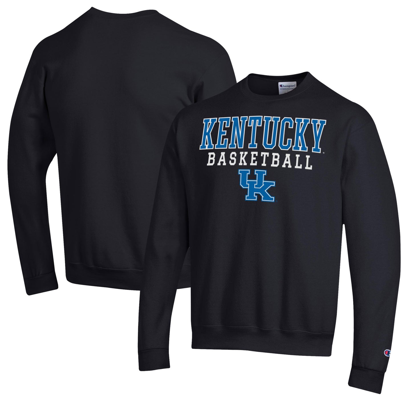 Men's Champion Black Kentucky Wildcats Basketball Stack Pullover Crewneck Sweatshirt