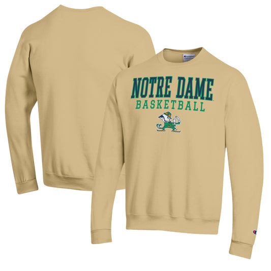 Men's Champion Gold Notre Dame Fighting Irish Basketball Stack Pullover Crewneck Sweatshirt
