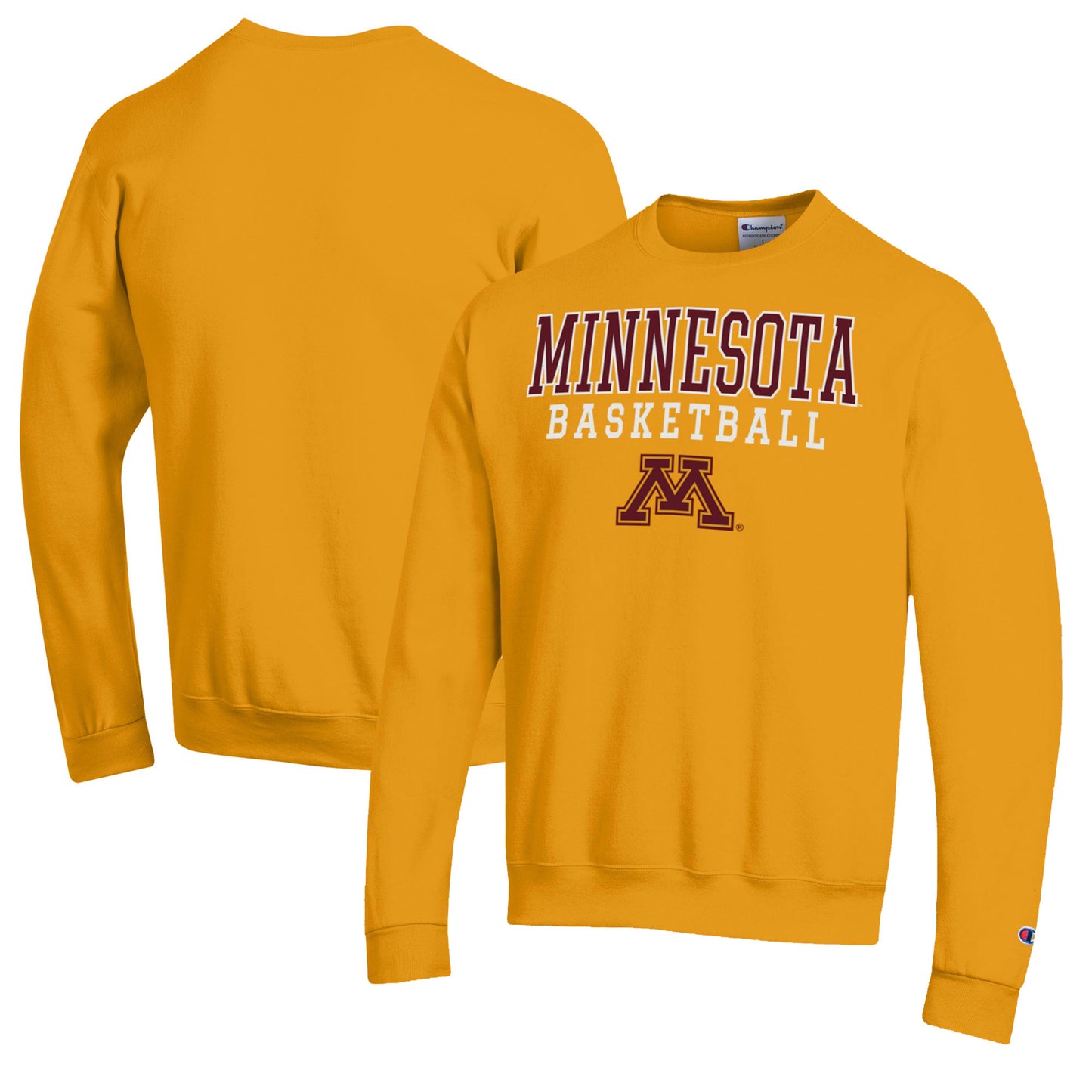 Men's Champion Gold Minnesota Golden Gophers Basketball Stack Pullover Crewneck Sweatshirt