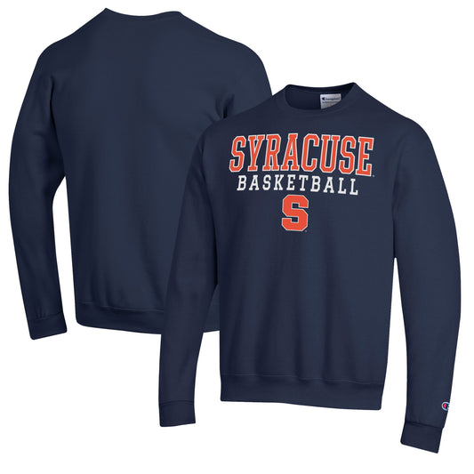 Men's Champion Navy Syracuse Orange Basketball Stack Pullover Crewneck Sweatshirt