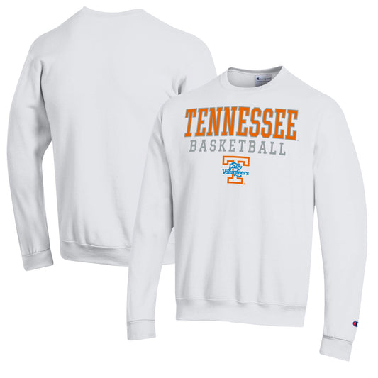 Men's Champion White Tennessee Volunteers Lady Vols Basketball Stack Pullover Crewneck Sweatshirt