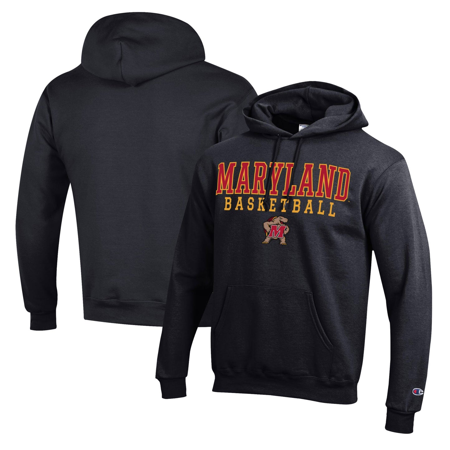 Men's Champion Black Maryland Terrapins Basketball Stack Pullover Hoodie