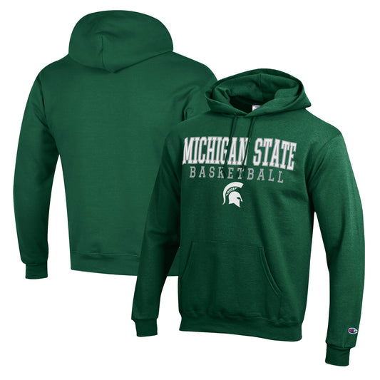 Men's Champion Green Michigan State Spartans Basketball Stack Pullover Hoodie