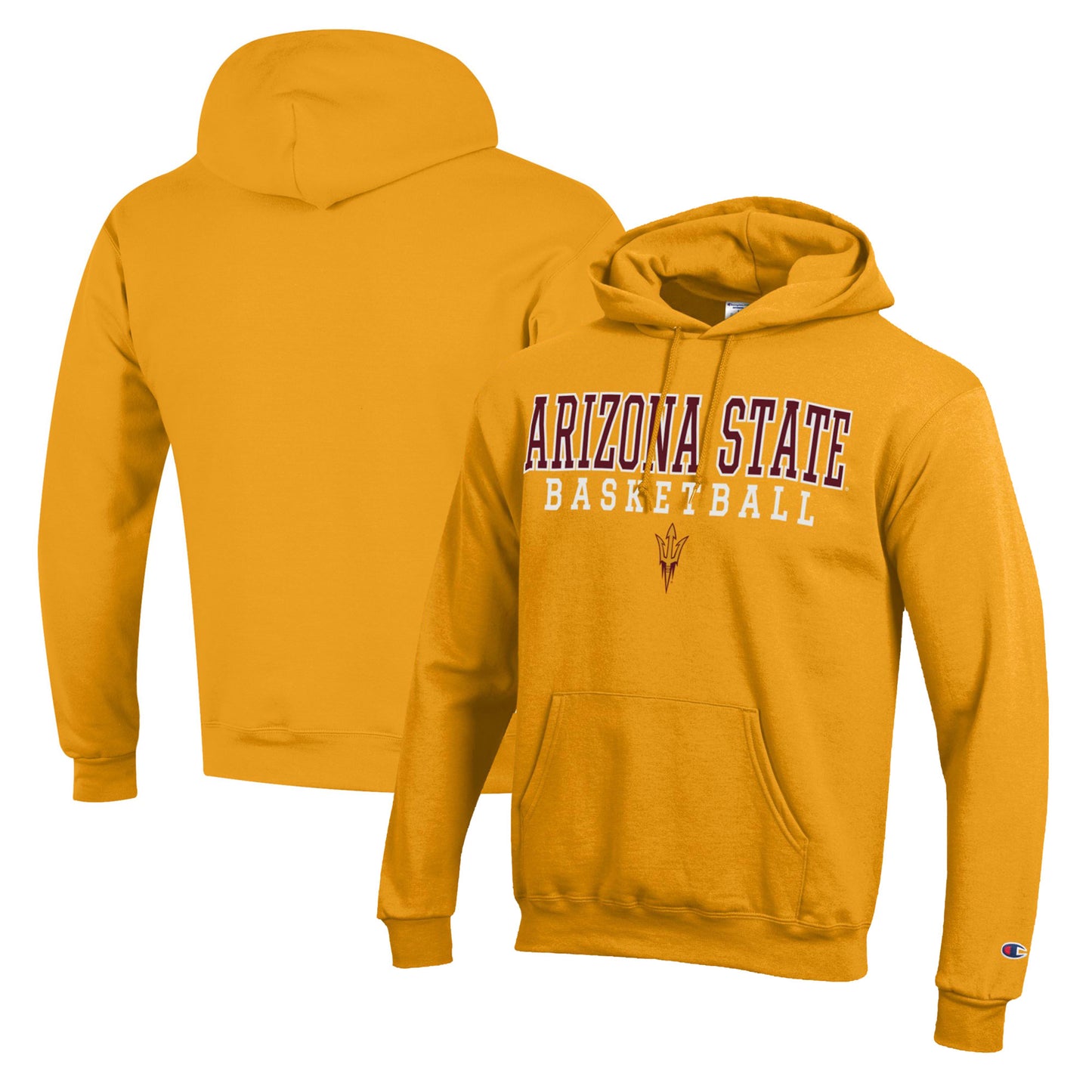 Men's Champion Gold Arizona State Sun Devils Basketball Stack Pullover Hoodie