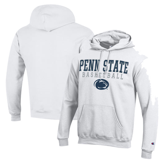 Men's Champion White Penn State Nittany Lions Basketball Stack Pullover Hoodie