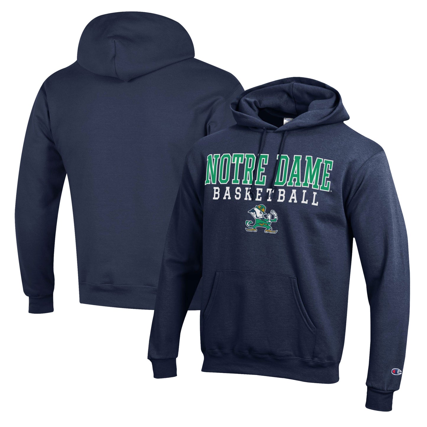 Men's Champion Navy Notre Dame Fighting Irish Basketball Stack Pullover Hoodie