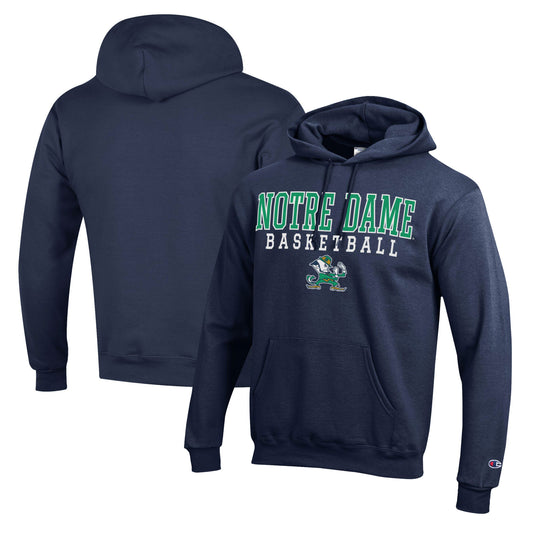 Men's Champion Navy Notre Dame Fighting Irish Basketball Stack Pullover Hoodie