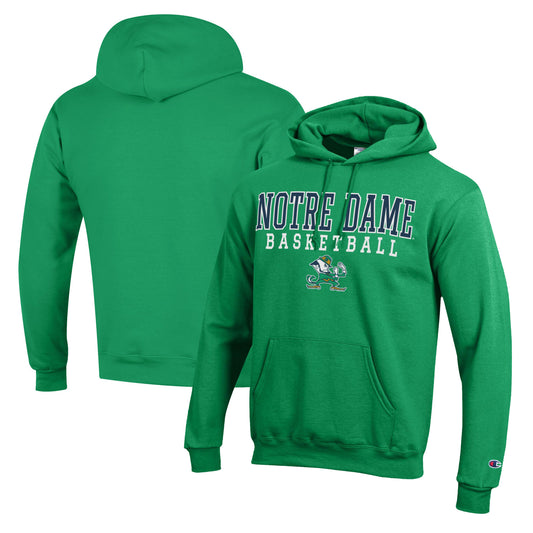 Men's Champion Green Notre Dame Fighting Irish Basketball Stack Pullover Hoodie