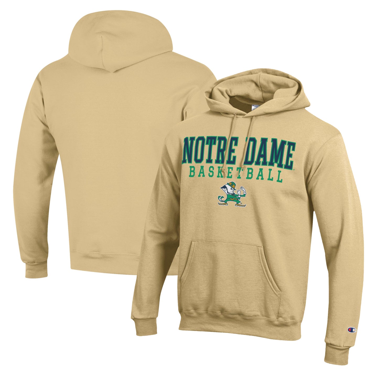 Men's Champion Gold Notre Dame Fighting Irish Basketball Stack Pullover Hoodie