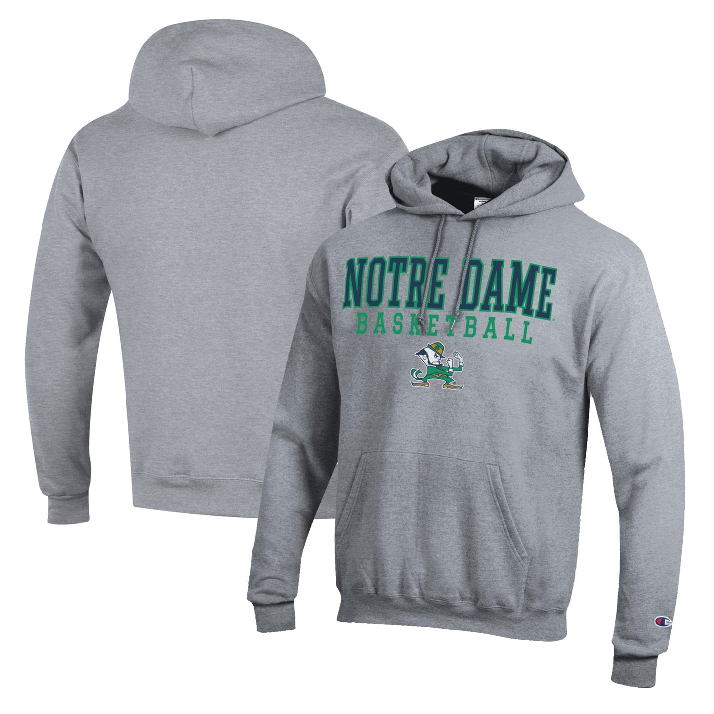 Men's Champion Heather Gray Notre Dame Fighting Irish Basketball Stack Pullover Hoodie