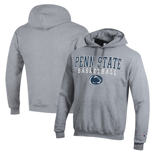 Men's Champion Heather Gray Penn State Nittany Lions Basketball Stack Pullover Hoodie