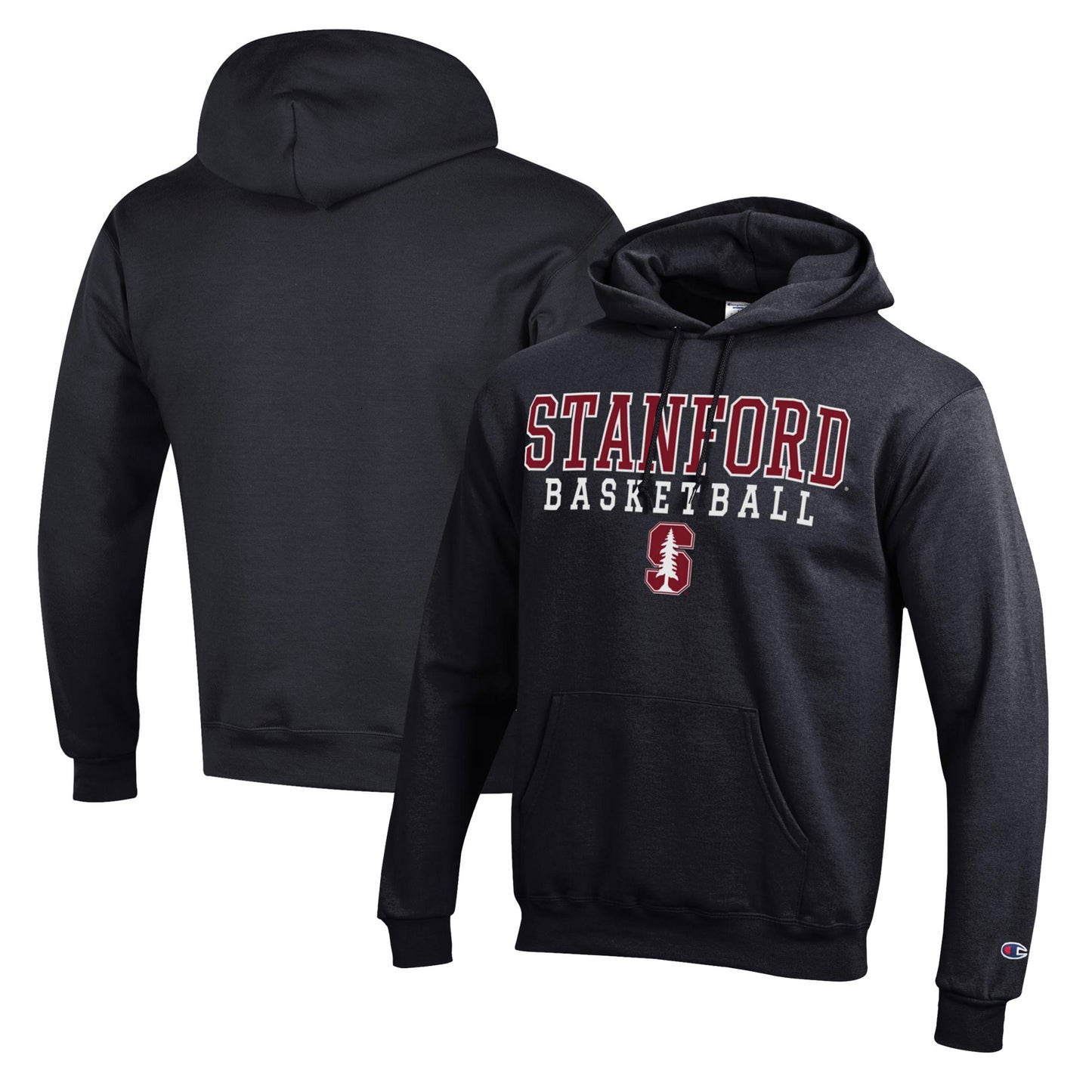 Men's Champion Black Stanford Cardinal Basketball Stack Pullover Hoodie