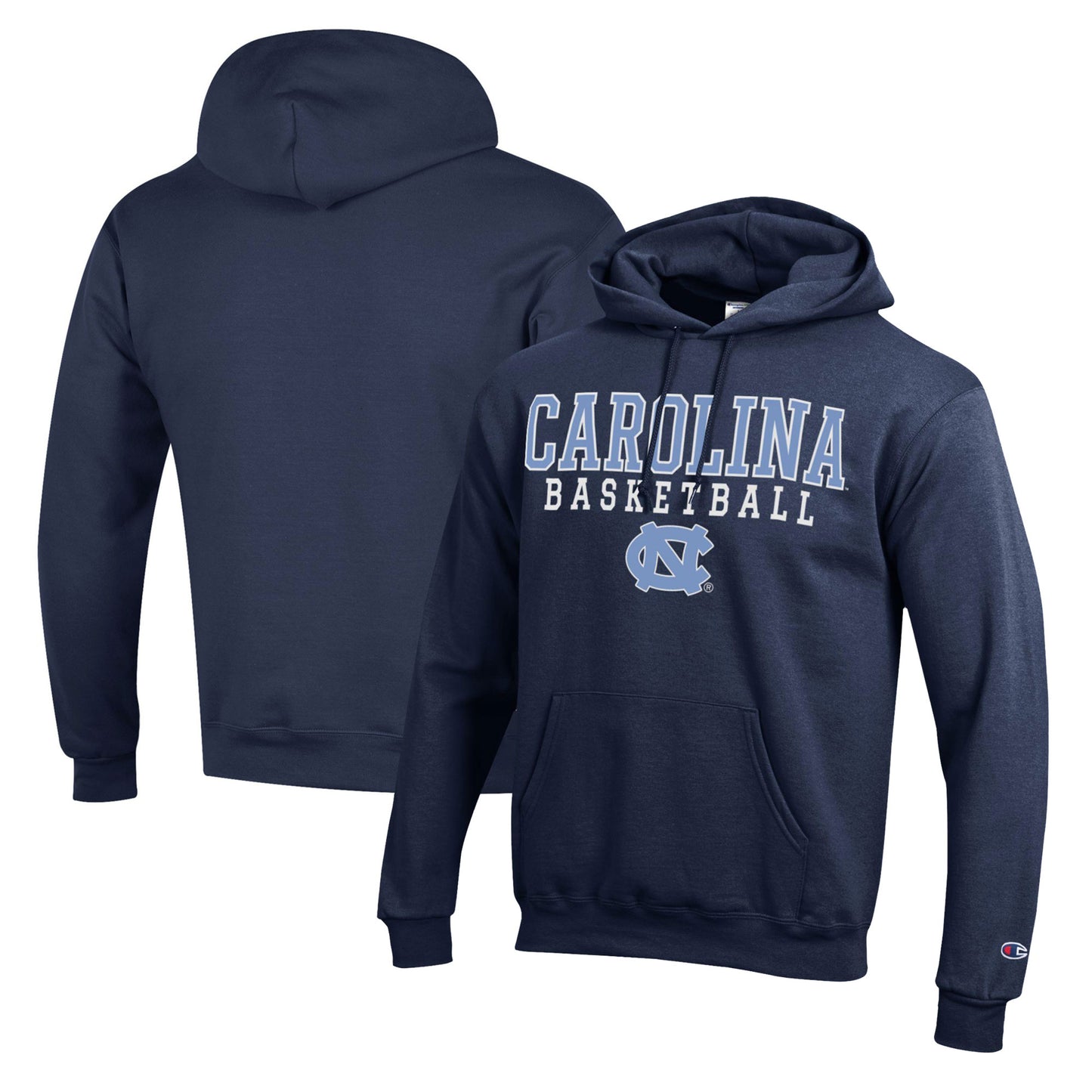 Men's Champion Navy North Carolina Tar Heels Basketball Stack Pullover Hoodie