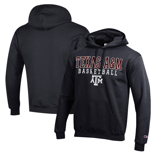 Men's Champion Black Texas A&M Aggies Basketball Stack Pullover Hoodie
