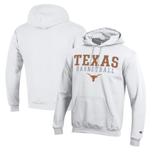 Men's Champion White Texas Longhorns Basketball Stack Pullover Hoodie