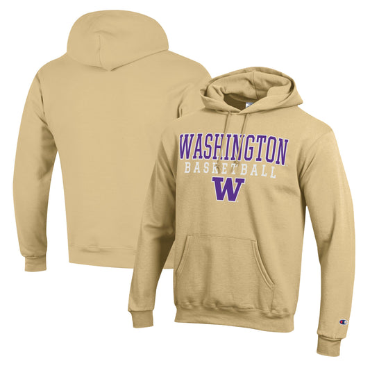 Men's Champion Gold Washington Huskies Basketball Stack Pullover Hoodie