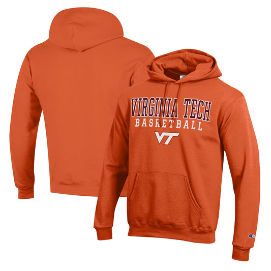 Men's Champion Orange Virginia Tech Hokies Basketball Stack Pullover Hoodie